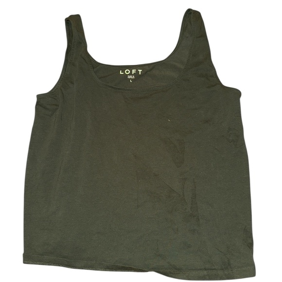 LOFT Forest Green Sleeveless Crop Tank Top - Picture 2 of 5